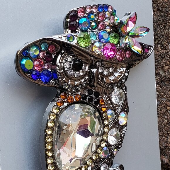 Owl Rhinestone Brooch - NWT - Picture 5 of 7